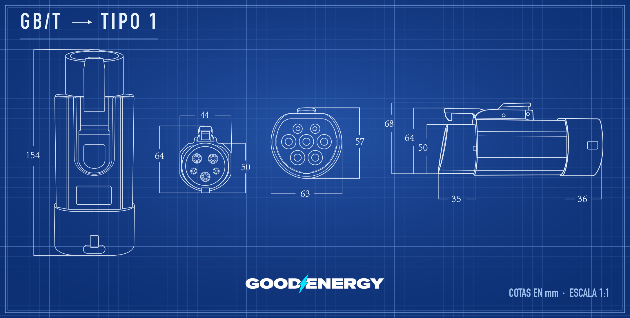Adaptador GB/T → Tipo 1