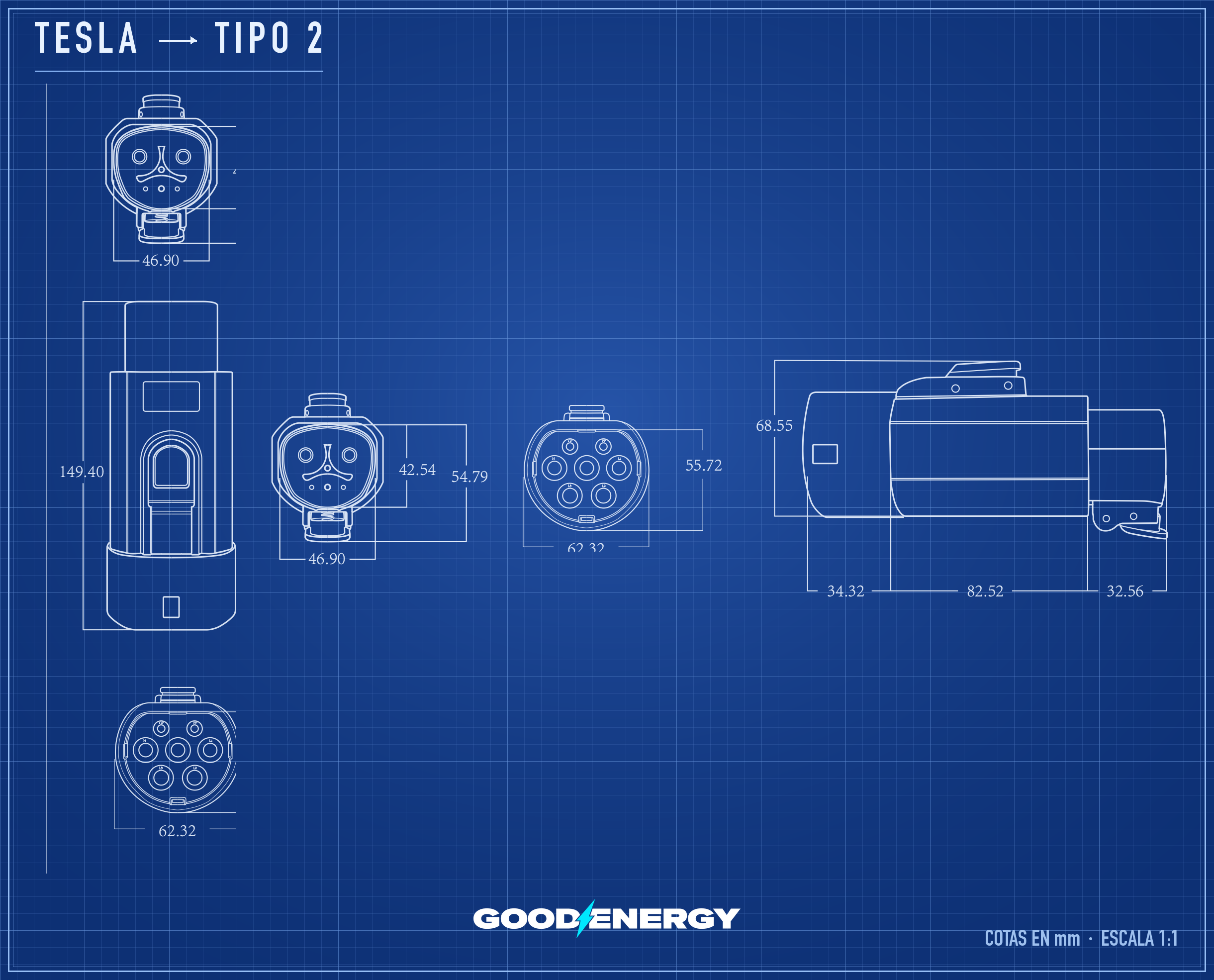 Adaptador Tesla → Tipo 2