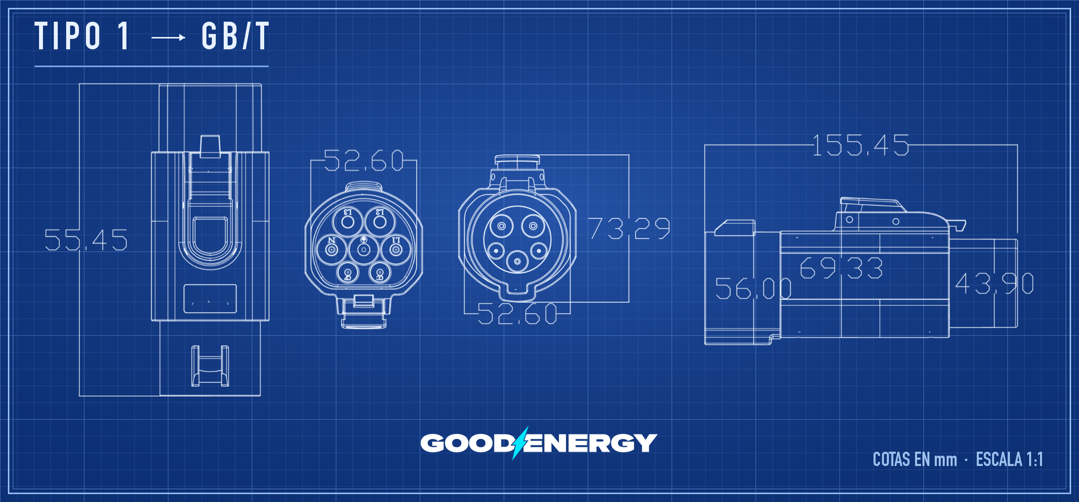 Adaptador Tipo 1 → GB/T