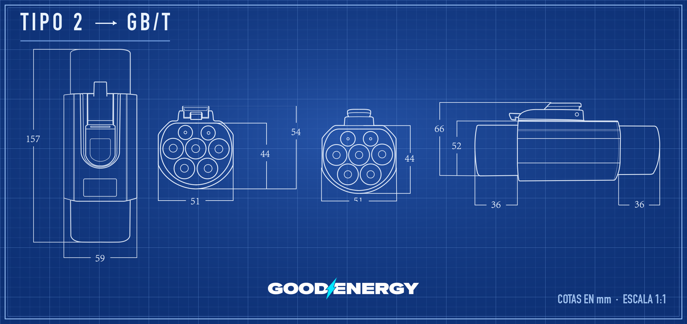 Adaptador Tipo 2 → GB/T